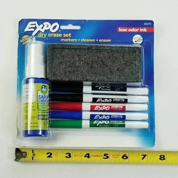 EXPO Dry Erase Marker Kit with Eraser, Fine Tip, Assorted Colors, Set of 5 - Picture 4 of 4